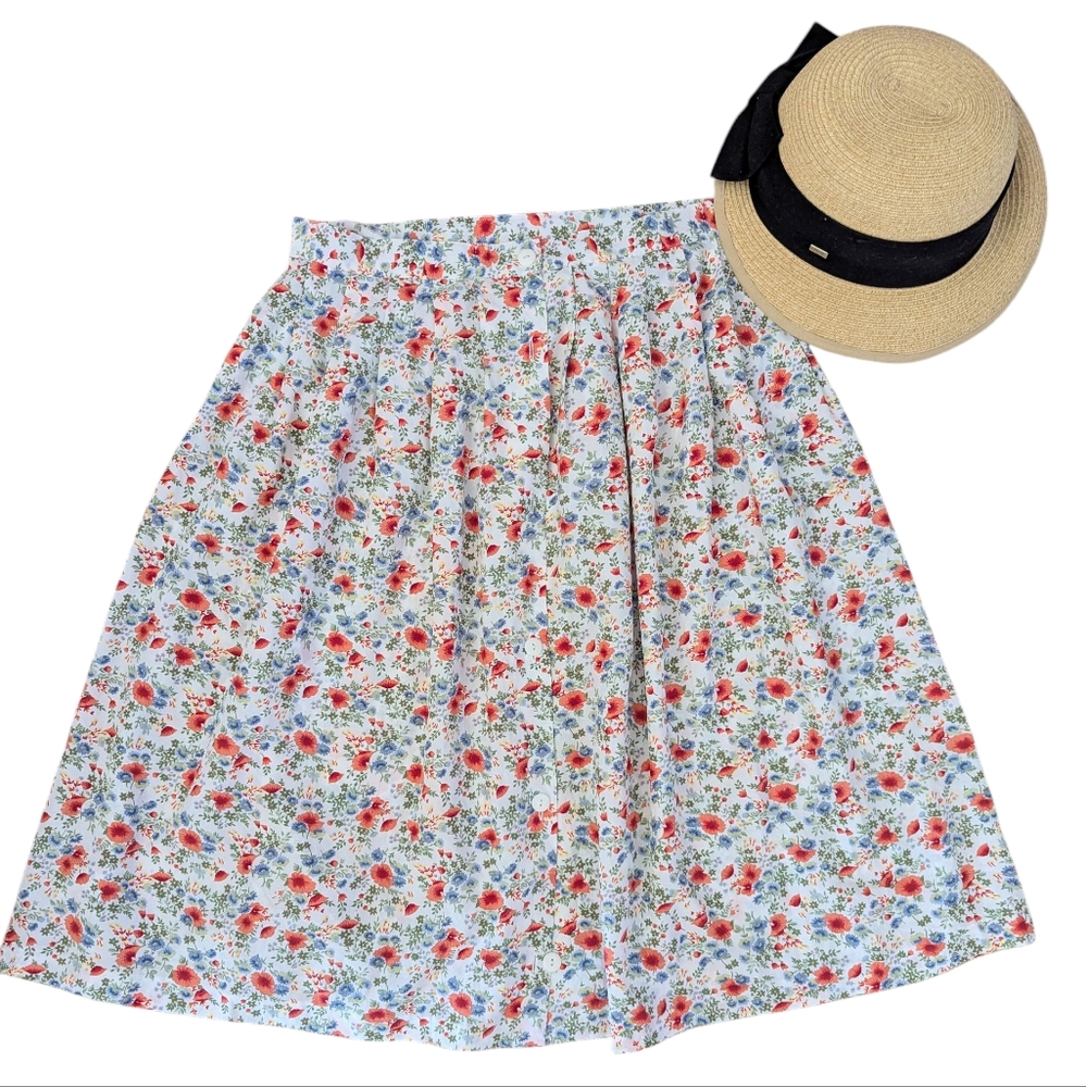 Vintage Pleated Floral Skirt